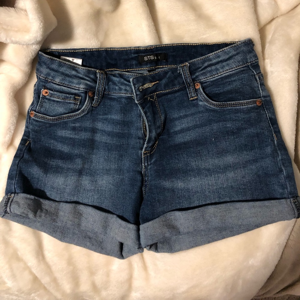 Medium to dark wash jean shorts